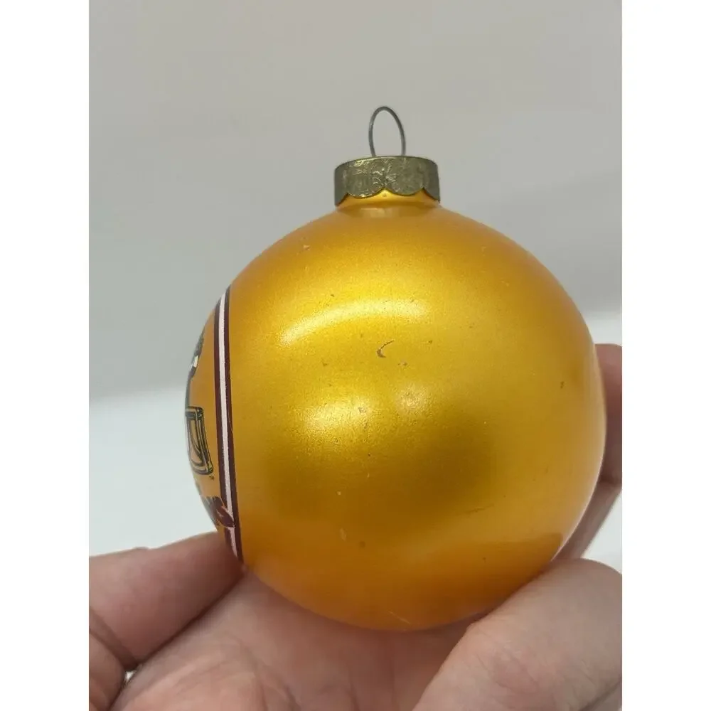 Vintage Washington Redskins Glass Christmas Ornament Gold Football Helmet NFL